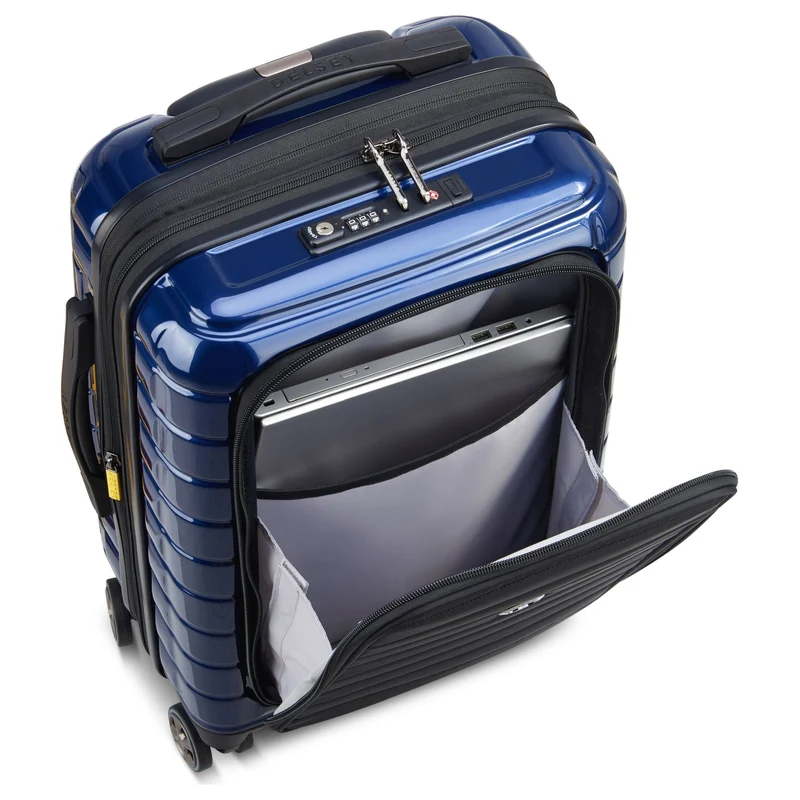 Delsey Paris Shadow 5.0 - 4-Rollen-Kabinentrolley mit Vordertasche S 55 cm erw. USB (marineblau)