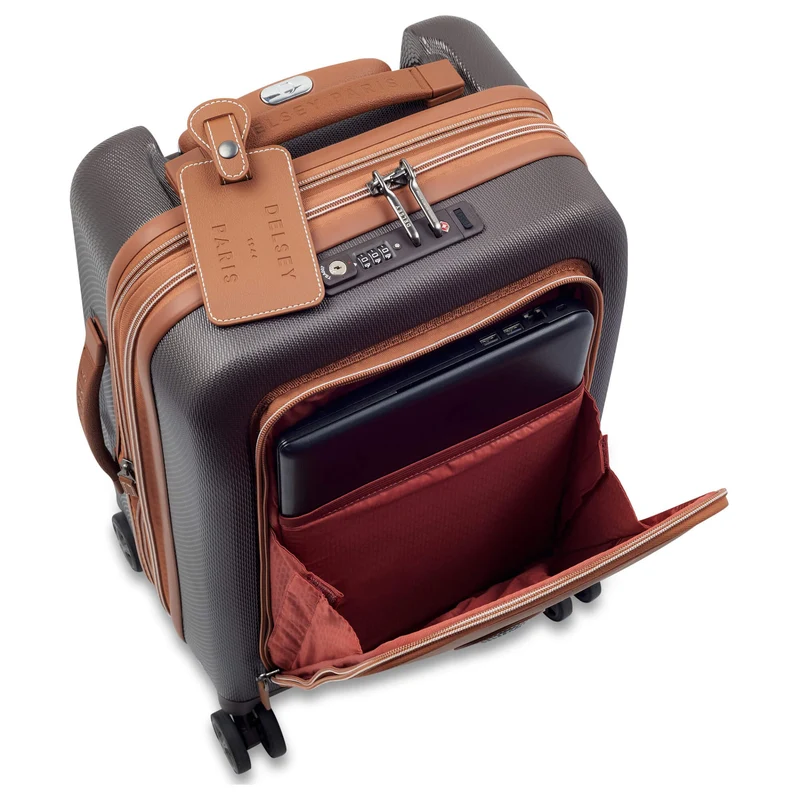 Delsey Paris Chatelet Air 2.0 - 4-Rollen-Kabinentrolley 55 cm erw. 14" USB (braun)