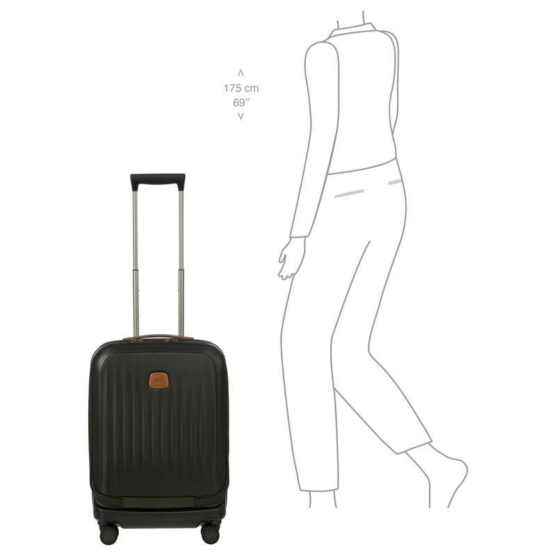 Brics Taormina - 4-Rollen-Kabinentrolley mit Vortasche 55 cm erw. USB (olive)