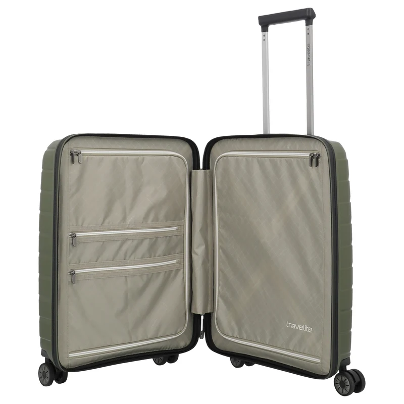 Travelite Air Base - 4-Rollen-Kabinentrolley mit Vortasche S 55 cm (olive)