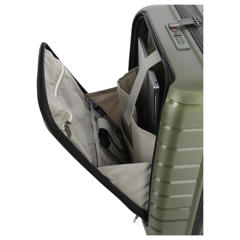 Travelite Air Base - 4-Rollen-Kabinentrolley mit Vortasche S 55 cm (olive)