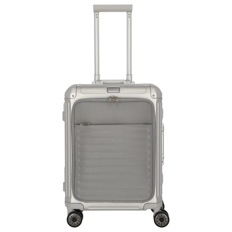 Travelite Next - 4-Rollen-Kabinentrolley mit Vortasche S 55 cm (silber)