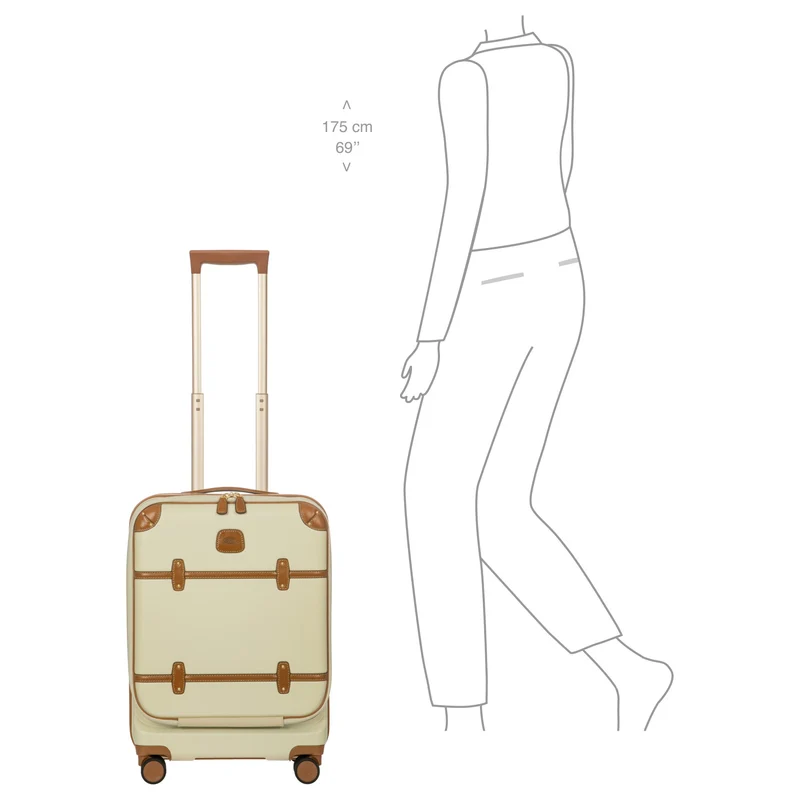 Brics Bellagio - 4-Rollen-Kabinentrolley mit Vortasche 55 cm erw. recycelt (cream)