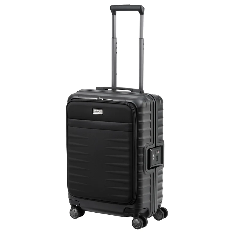 TITAN LITRON FRAME - 4-Rollen-Kabinentrolley mit Vortasche 55 cm (Schwarz)