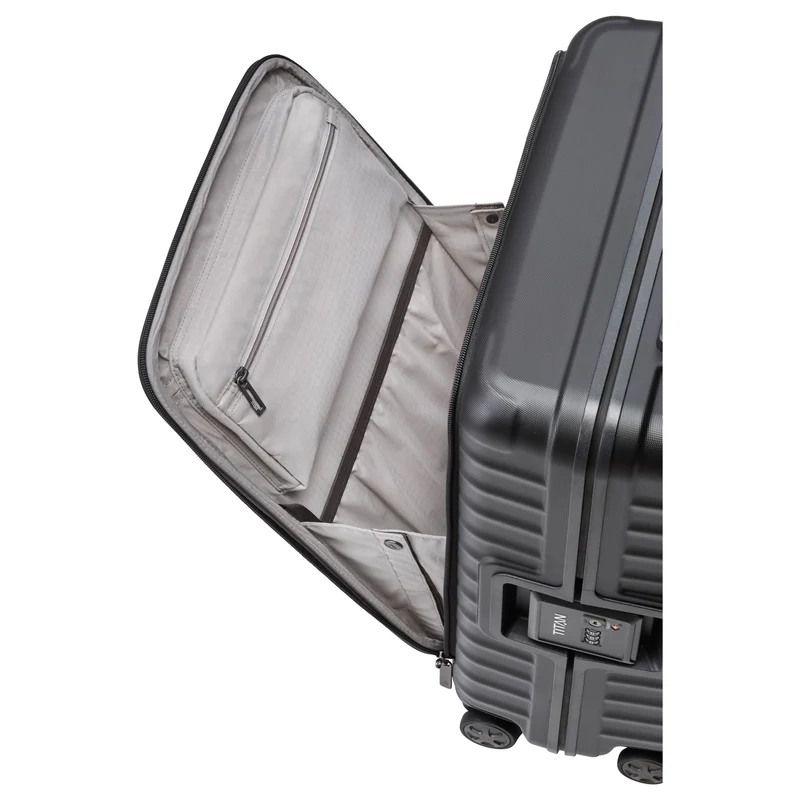 TITAN LITRON FRAME - 4-Rollen-Kabinentrolley mit Vortasche 55 cm (Schwarz)