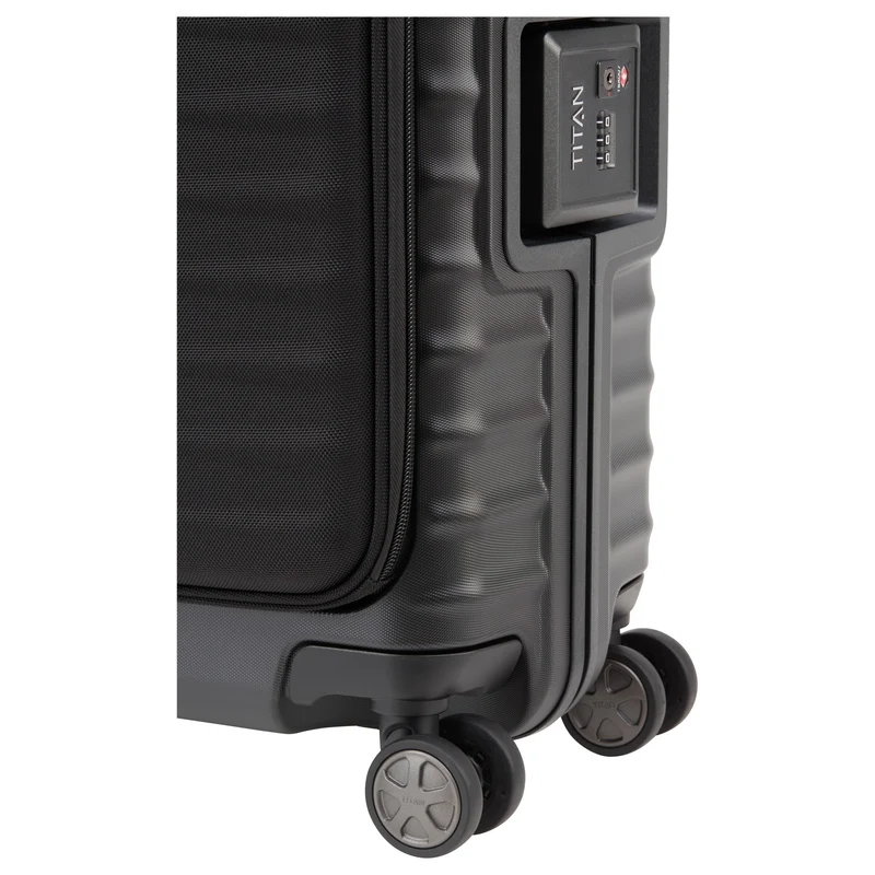 TITAN LITRON FRAME - 4-Rollen-Kabinentrolley mit Vortasche 55 cm (Schwarz)