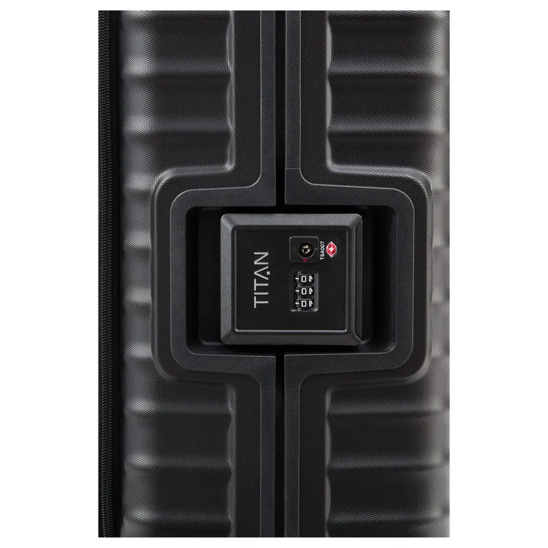 TITAN LITRON FRAME - 4-Rollen-Kabinentrolley mit Vortasche 55 cm (Schwarz)