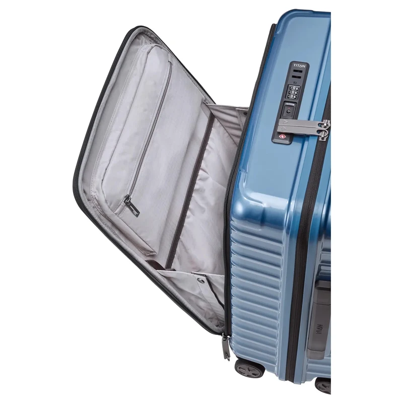 TITAN LITRON - 4-Rollen-Kabinentrolley mit Vortasche 55 cm (eisblau)
