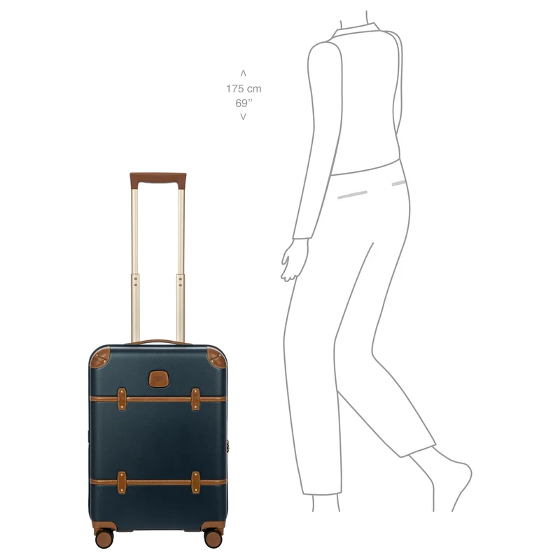 Brics Bellagio - 4-Rollen-Kabinentrolley 55 cm recycelt (blue/tan)
