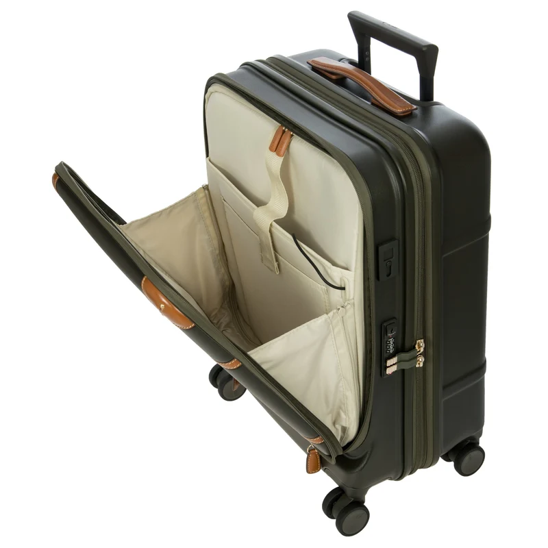 Brics Bellagio - 4-Rollen-Kabinentrolley mit Vortasche 55 cm erw. recycelt (olive)