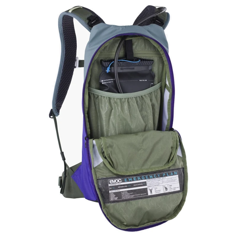 Evoc Stage 6 + Hydrationsblase 2 - Fahrradrucksack 42 cm (steel/violet/dark olive)