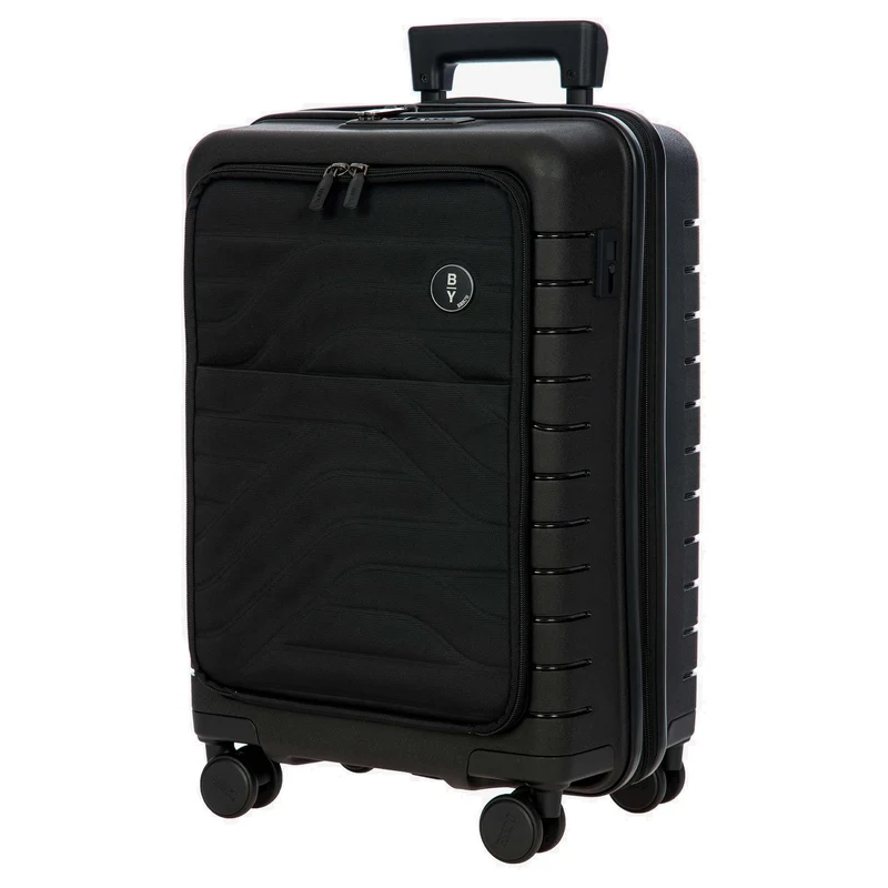 Brics BY Ulisse - 4-Rollen-Kabinentrolley mit Vortasche 55 cm erw. USB (black, 55 cm (Vortasche))