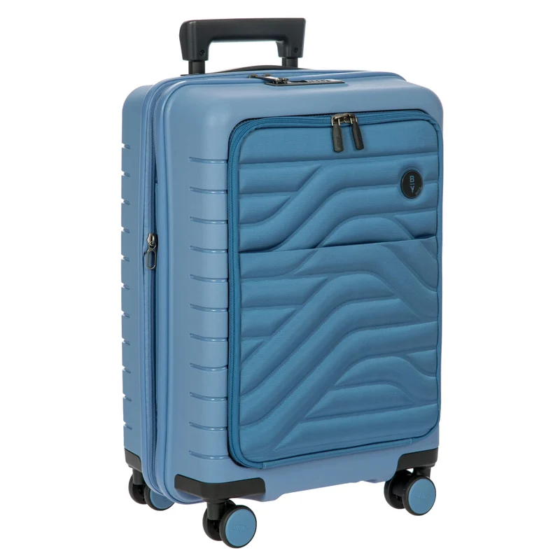 Brics BY Ulisse - 4-Rollen-Kabinentrolley mit Vortasche 55 cm erw. USB (grey blue)