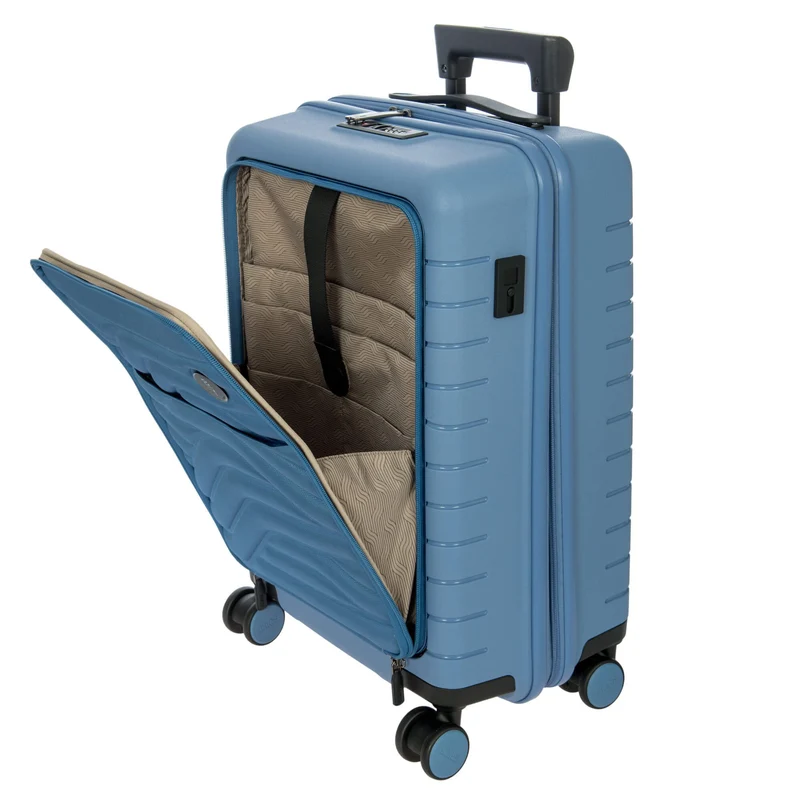 Brics BY Ulisse - 4-Rollen-Kabinentrolley mit Vortasche 55 cm erw. USB (grey blue)