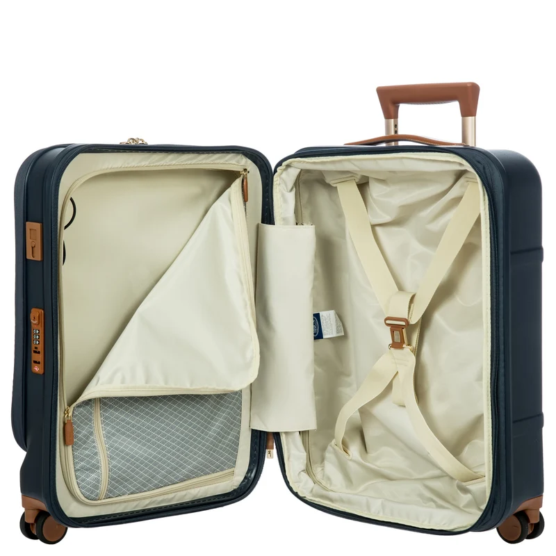 Brics Bellagio - 4-Rollen-Kabinentrolley mit Vortasche 55 cm erw. recycelt (blue/tan)