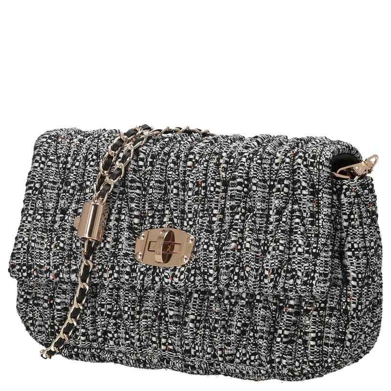 Seidenfelt Floro - Umhängetasche 24 cm (black&white)