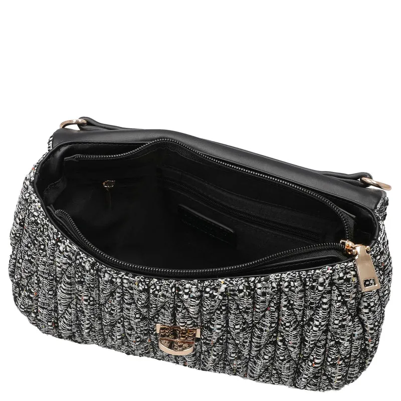 Seidenfelt Floro - Umhängetasche 24 cm (black&white)
