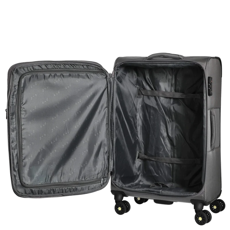 D&N Travel Line 9704 - 4-Rollen-Trolley M 68 cm erw. (grey)